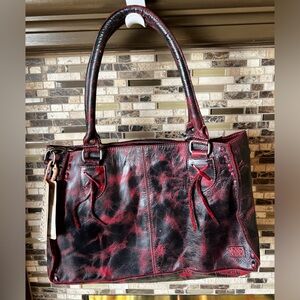 Stylish Red and Black Leather Tote Bag
